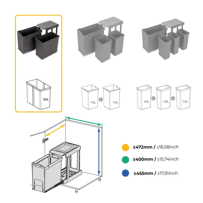 Fondi sotto lavello Sink, M80, 767x580mm, spessore della tavola 16mm, tagliabile, Tecnoplastica, Grigio antracite