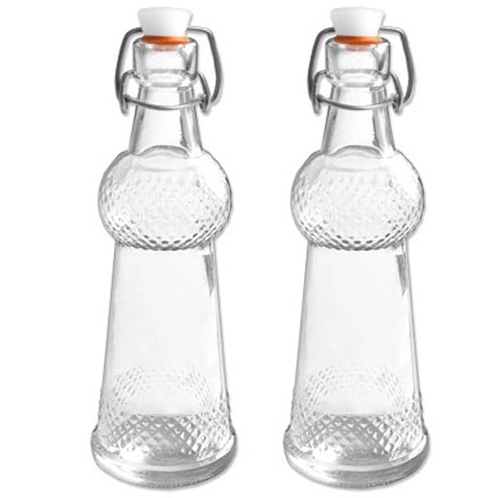 Trade Shop - 2 Bottiglia Bottiglie Bottigliette In Vetro Con Meccanico Con Guarnizione 75ml -