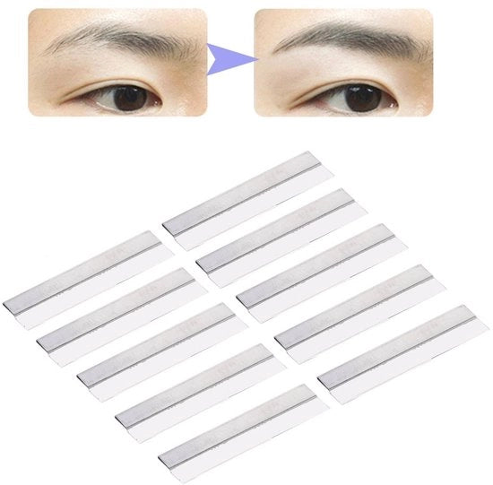 Wenkbrauwscheermes Professionale per il Trucco - 100 Messaggi Interchangeabili in Acciaio Inossidabile - Per il Trucco e il Trasformazione delle Ciglia - Trucco e Trasformazione Sicura e Igiene - Stile Professionale