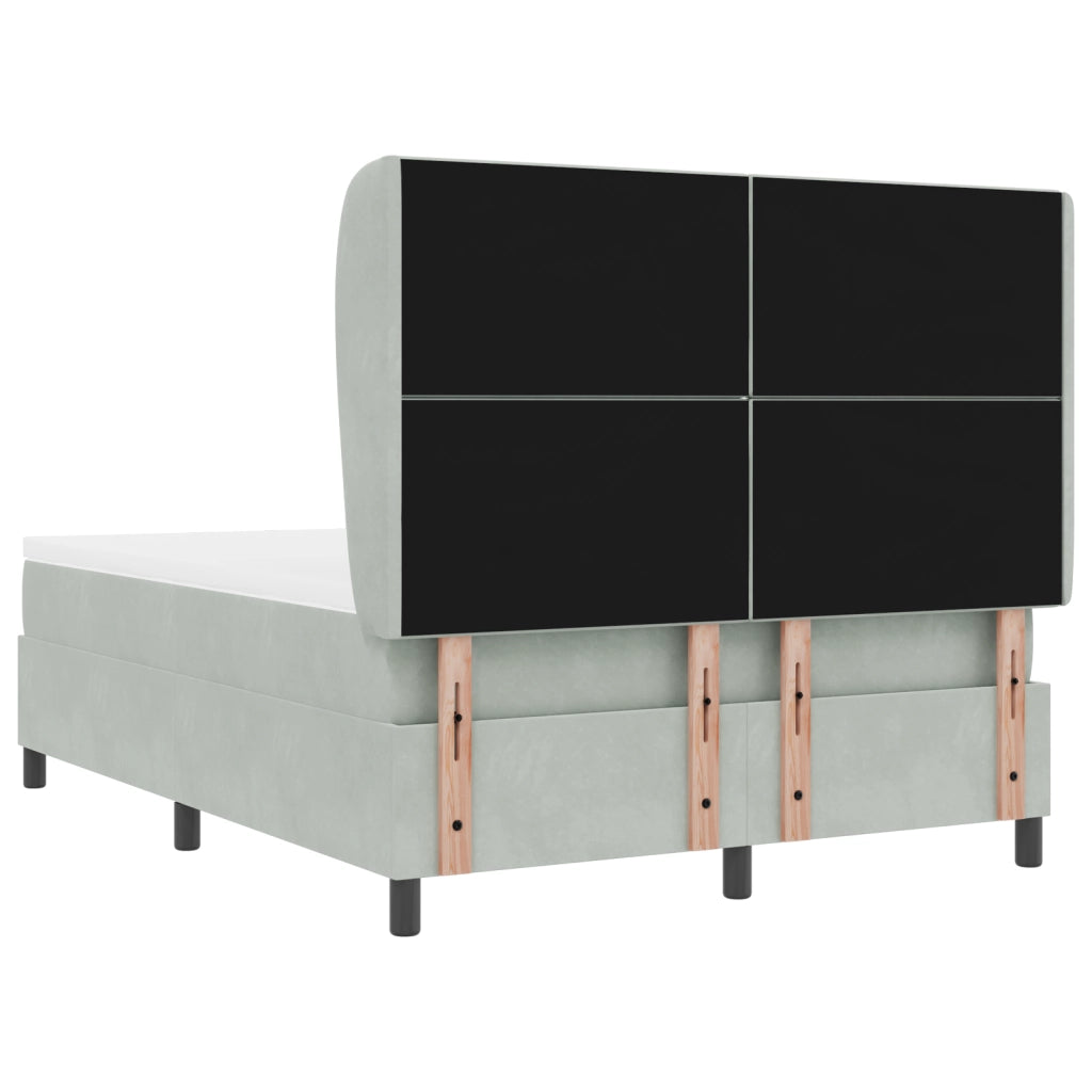 Letto Box Spring con Materasso Grigio Chiaro 140x190 cm Velluto