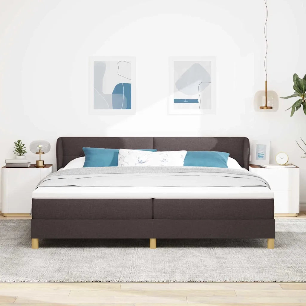 Letto a molle con testiera Marrone Scuro 200 x 200 cm Tessuto 3340237