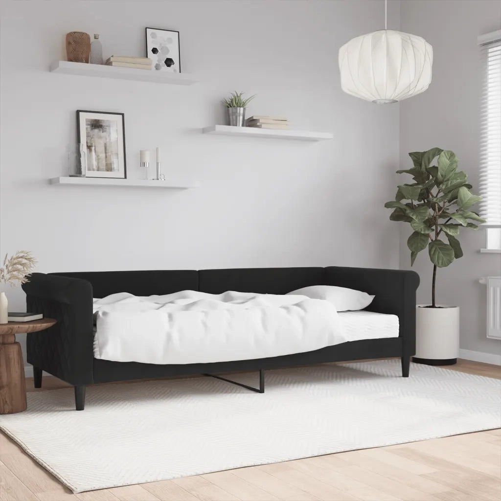 Divano Letto con Materasso-Sofa Letto-Daybed Nero 80x200 cm in Velluto 303863