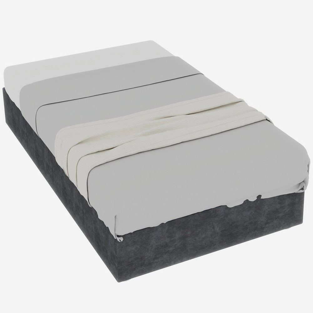 Letto Singolo Contenitore Imbottito ¨C Xylo ¨C Grigio, Velluto, 90x200, Senza Testiera