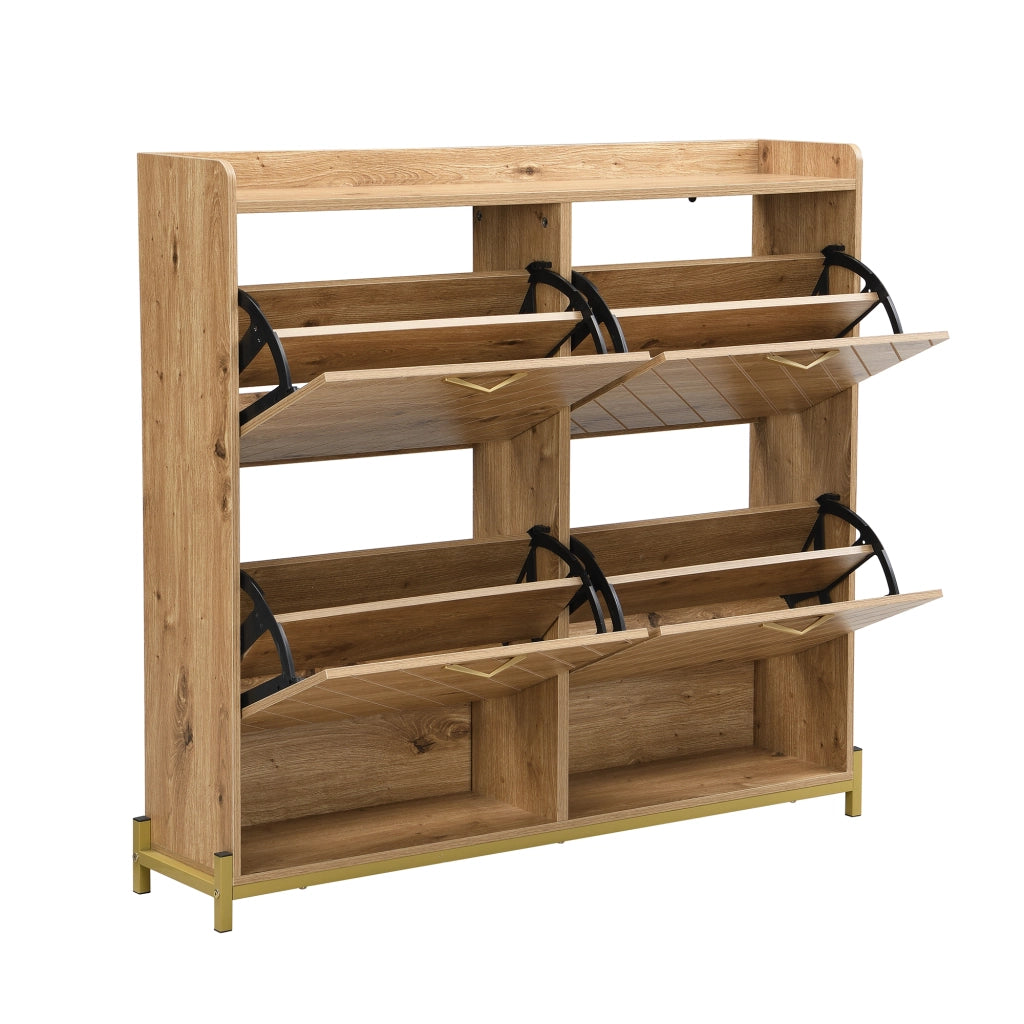 Scarpiera a Ribalta con 4 Ante e Piedini in Metallo; Stile Moderno; Ingresso; in MDF; Effetto Legno; 108;5×24×100 cm