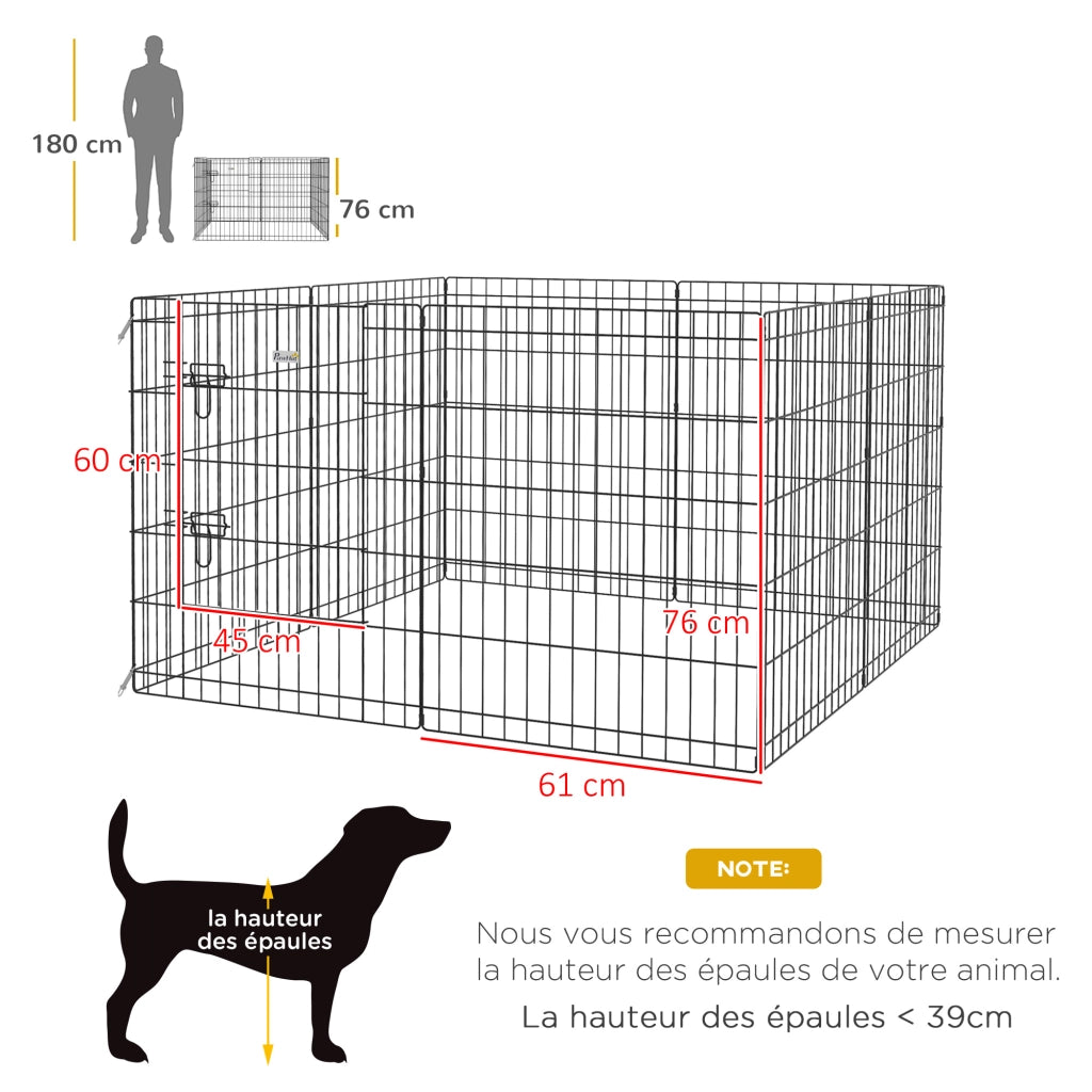 Recinto modulare per animali domestici ¨C zephmum ¨C 61x76 cm nero