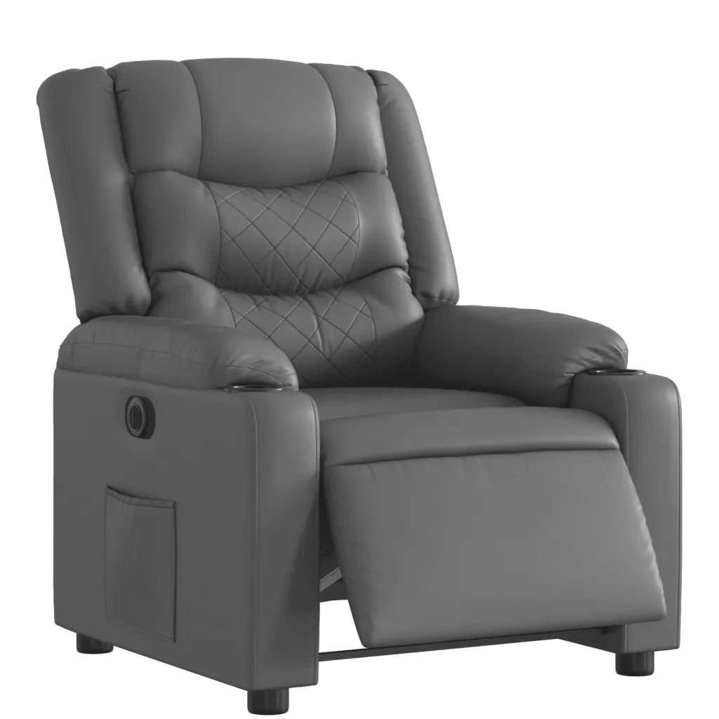Poltrona Reclinabile Elettrica Grigia in Similpelle 3206546