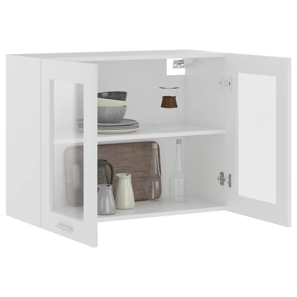 Mobile Pensile con Vetro “Lyon” Bianco 80x31x60 cm 802529