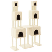 Tiragraffi per gatti torre per arrampicata giocattolo piattaforma per arrampicata con tiragraffi in sisal 199 cm crema 02_0022509