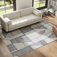 Tappeto Moderno Antiscivolo 230x160x0,7 cm Linee Geometriche in Poliestere Grigio