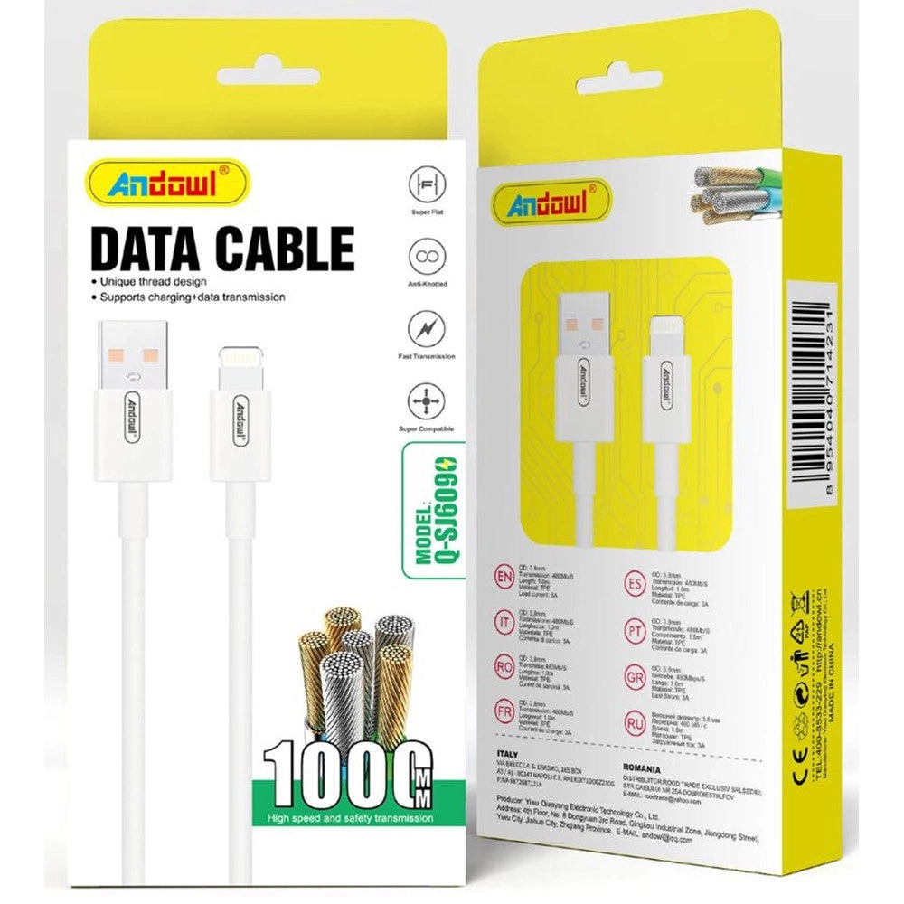 Trade Shop - Cavo Trasmissione Dati Ricarica Velocità Usb A Lightning 3a 1mt Flessibile Anti-nodi Q-sj609 -