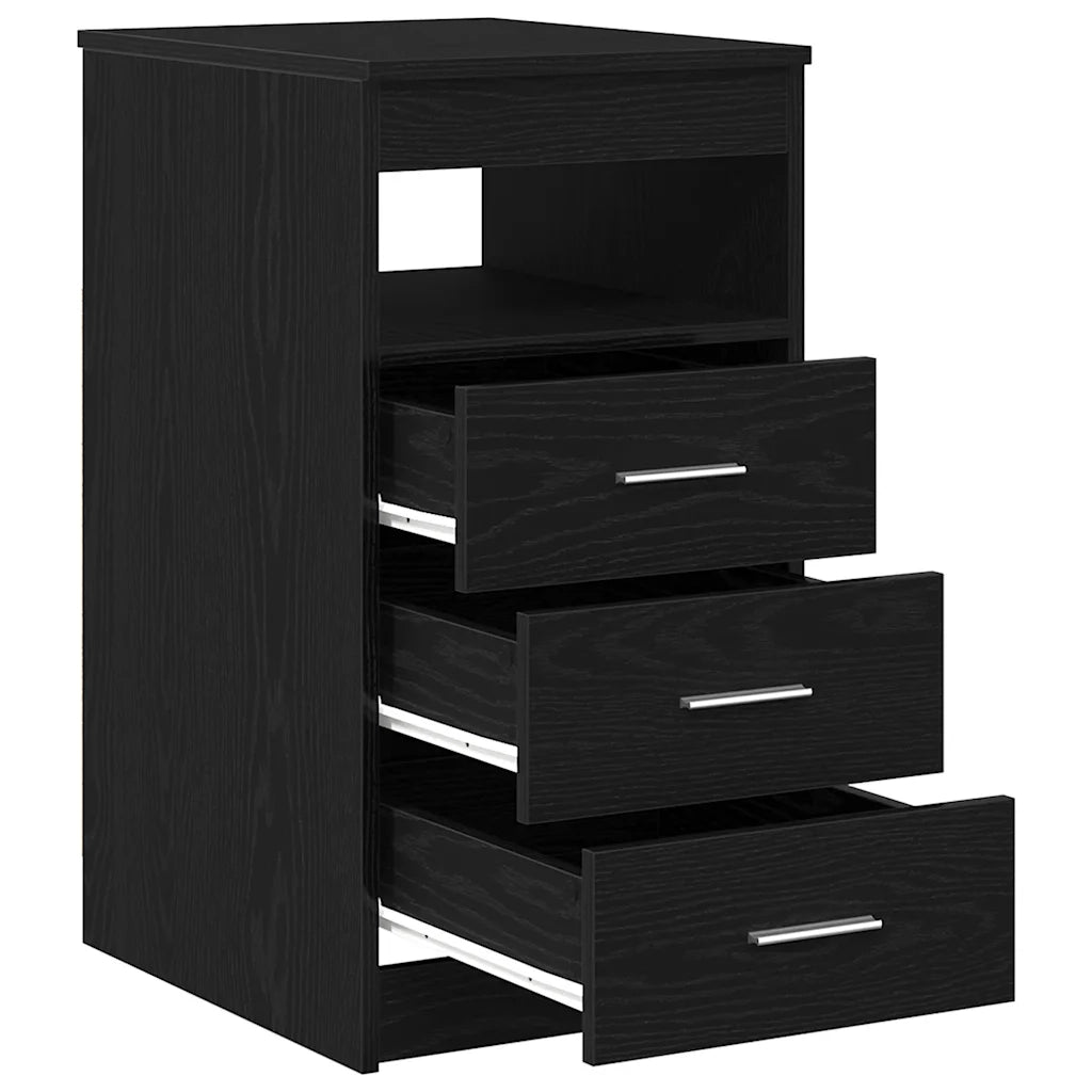 Cassettiera Rovere Nero 40x50x76 cm in Legno Multistrato