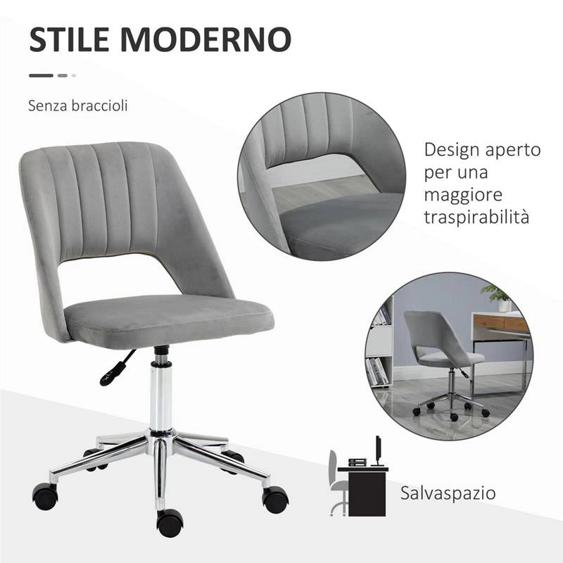 SEDIA DA UFFICIO IMBOTTITA ERGONOMICA GIREVOLE 49 X54 X 79-91 CM COLORE GRIGIO