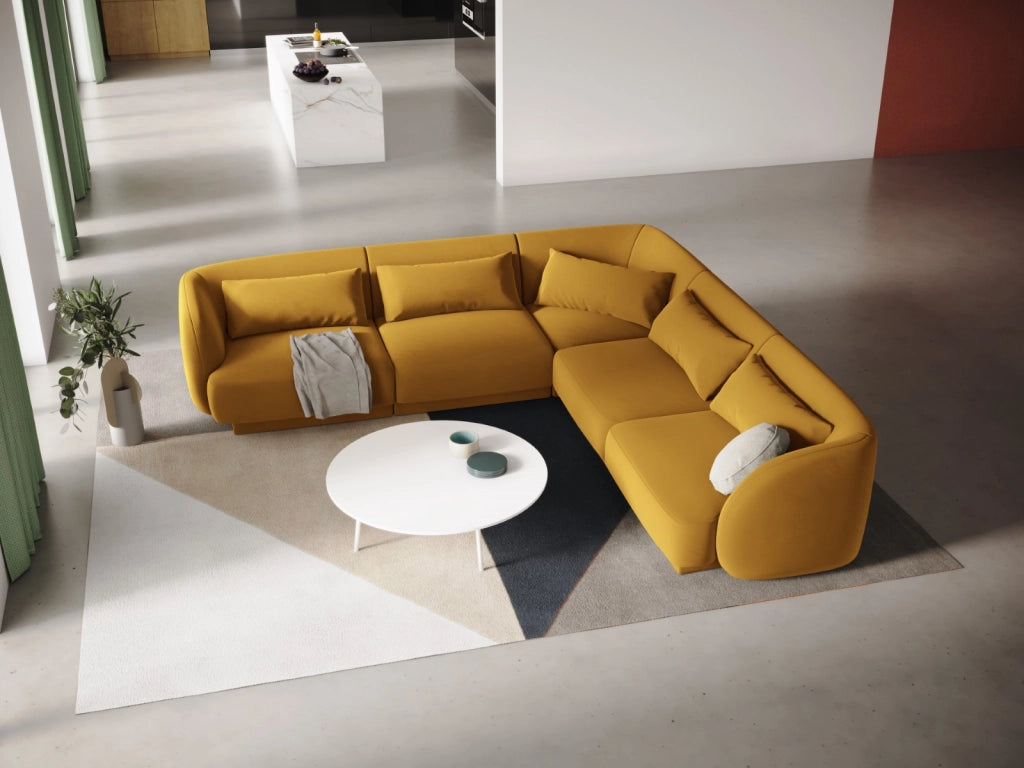 Cosmopolitan Design - Divano angolare reversibile "Tulum" 5 posti in velluto giallo 