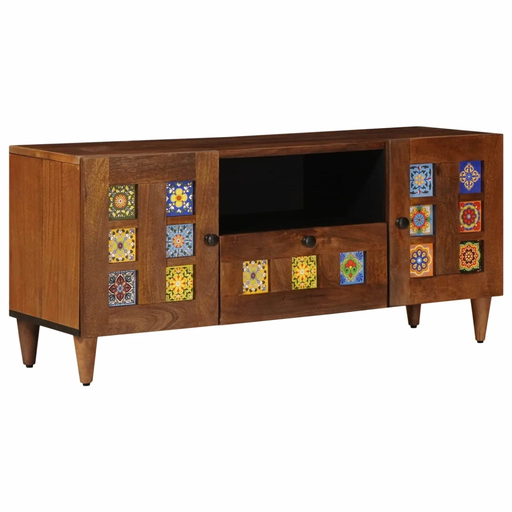 Mobile TV-Credenza per TV Noce 105 x 33 x 46 cm Legno di mango massello