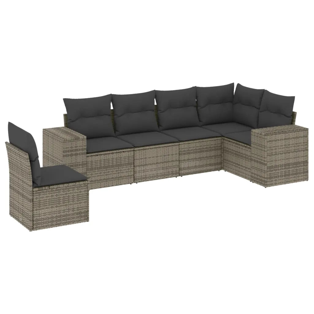 Set Divano da Giardino 6 pz con Cuscini Grigio in Polyrattancod mxl 88434