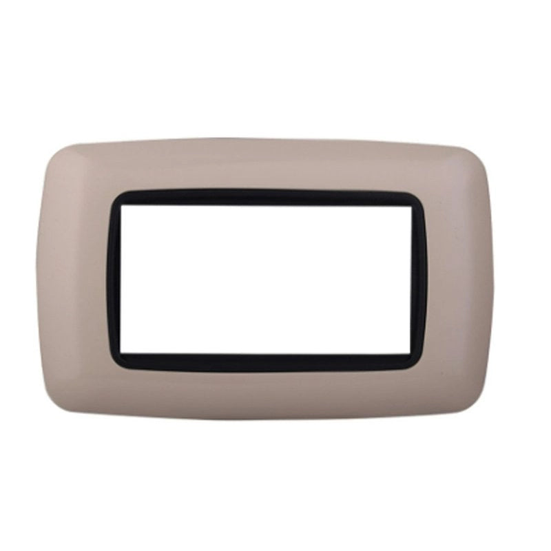 Placca Plastica Bombata Serie Space 4P Colore Sabbia Compatibile Con Bticino Living International