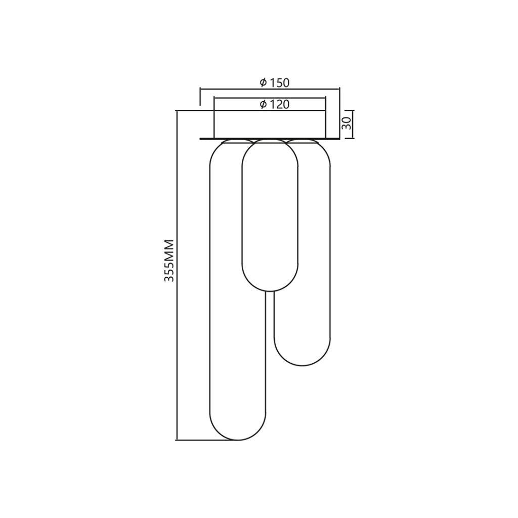Plafoniera Milagro PAX nera 3xG9 vetro/metallo 35,5cm