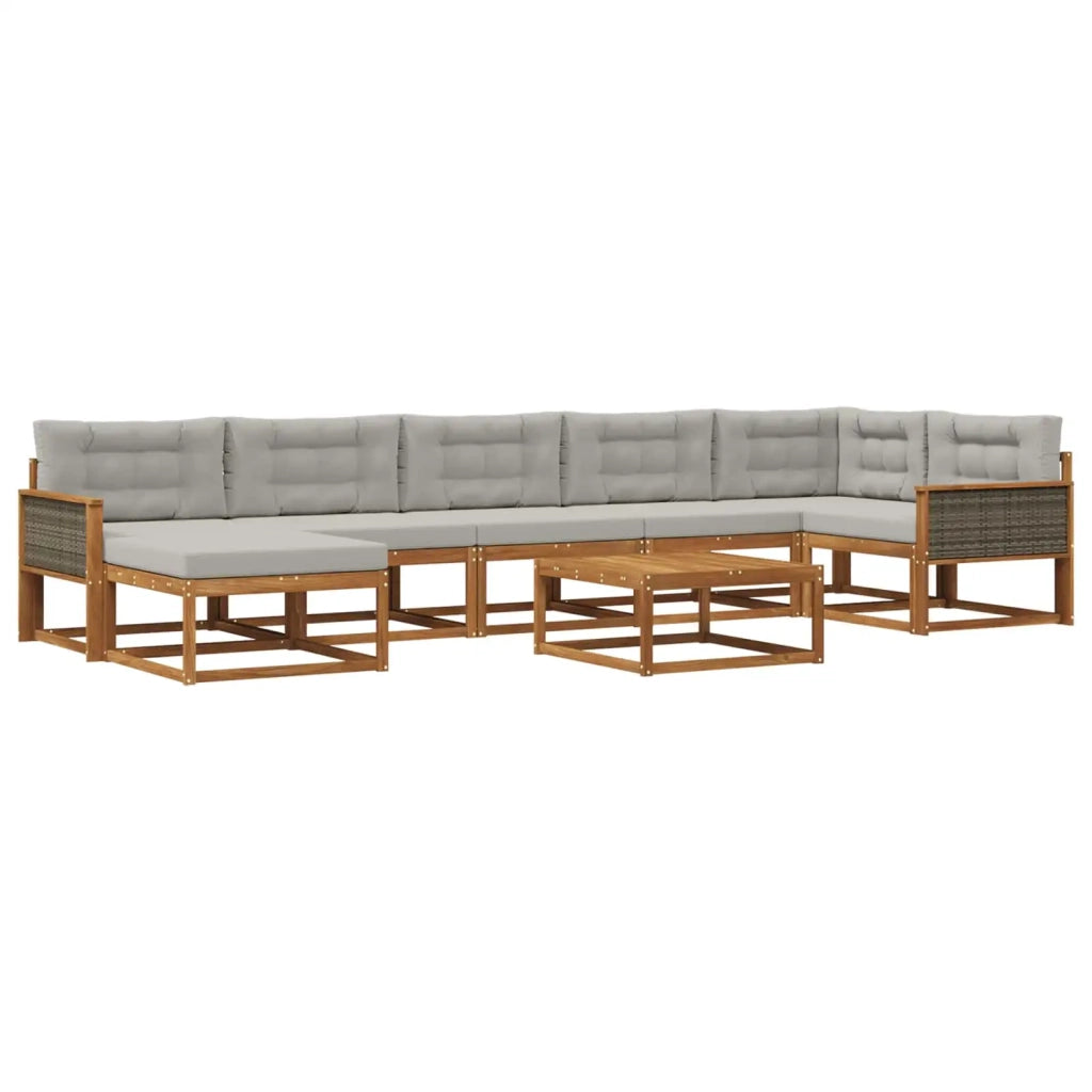 Set di divani da esterno 8 pcs Naturale e Grigio Chiaro 3382759