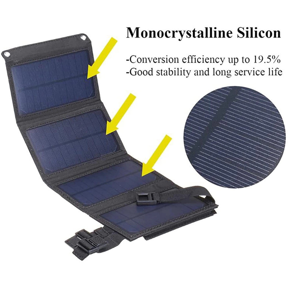 Trade Shop - Pannello Solare Pieghevole 20w Caricabatterie Telefono Campeggio Trekking Usb 5v -