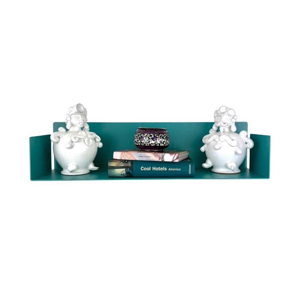 ZOI LINE180 Mensola 50 cm in Acciaio Verniciato 1,5 mm con Schiena 12 cm – Ripiano da Parete Moderno per Cucina, Bagno, Ingresso e Soggiorno Colore Mensole: Verde Petrolio