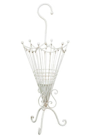 Biscottini Portaombrelli in ferro battuto finitura bianca anticata L32xPR32xH83 cm Pratico