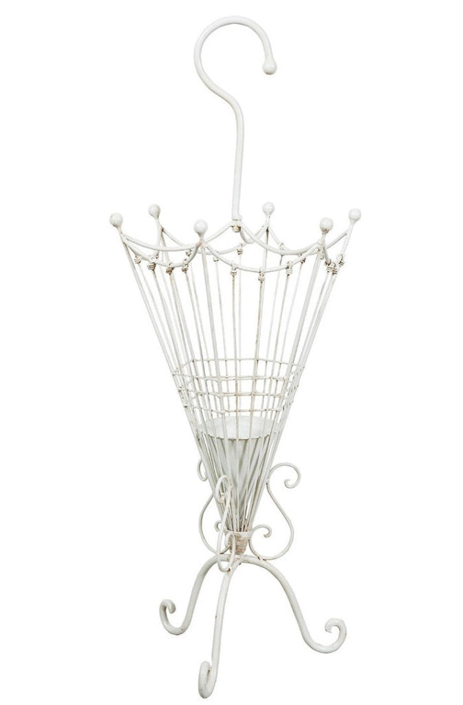 Biscottini Portaombrelli in ferro battuto finitura bianca anticata L32xPR32xH83 cm Pratico