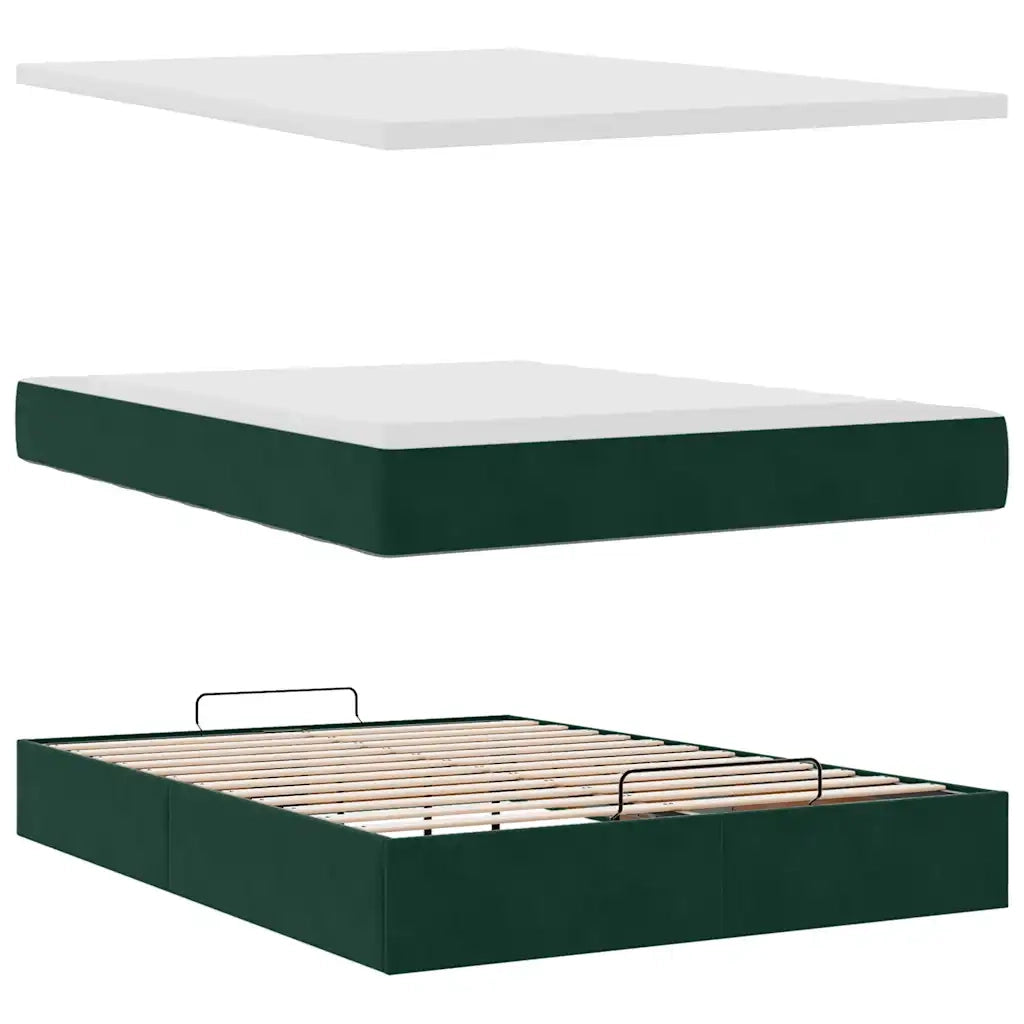 Struttura Letto Pouf con Materasso 140x200 cm in Velluto 3311192