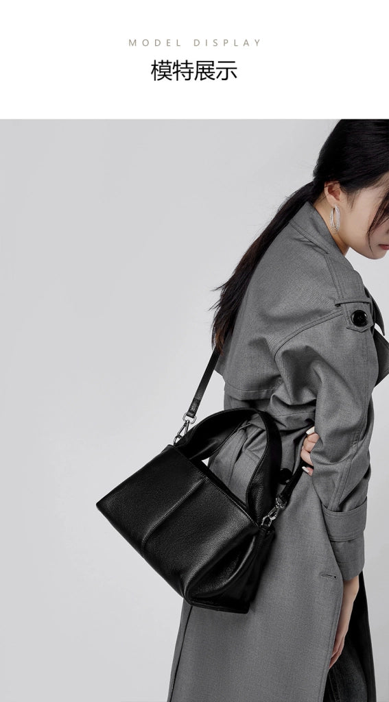 Borsa da donna in vera pelle nera