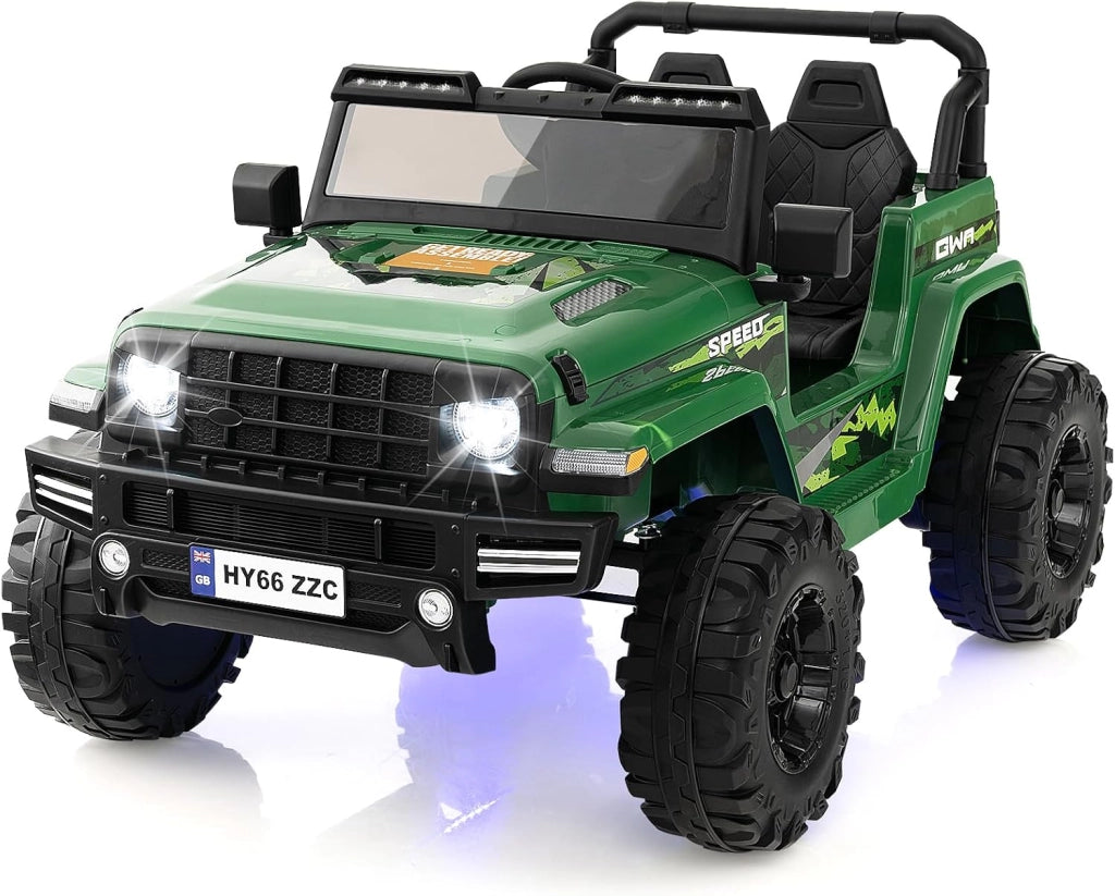 24V Auto per Bambini con Telecomando, Macchina Elettrica con 2 Posti musica Bluetooth luci, 2 Velocità Regolabile, Regalo per Bambini 3-8 Anni (Verde)