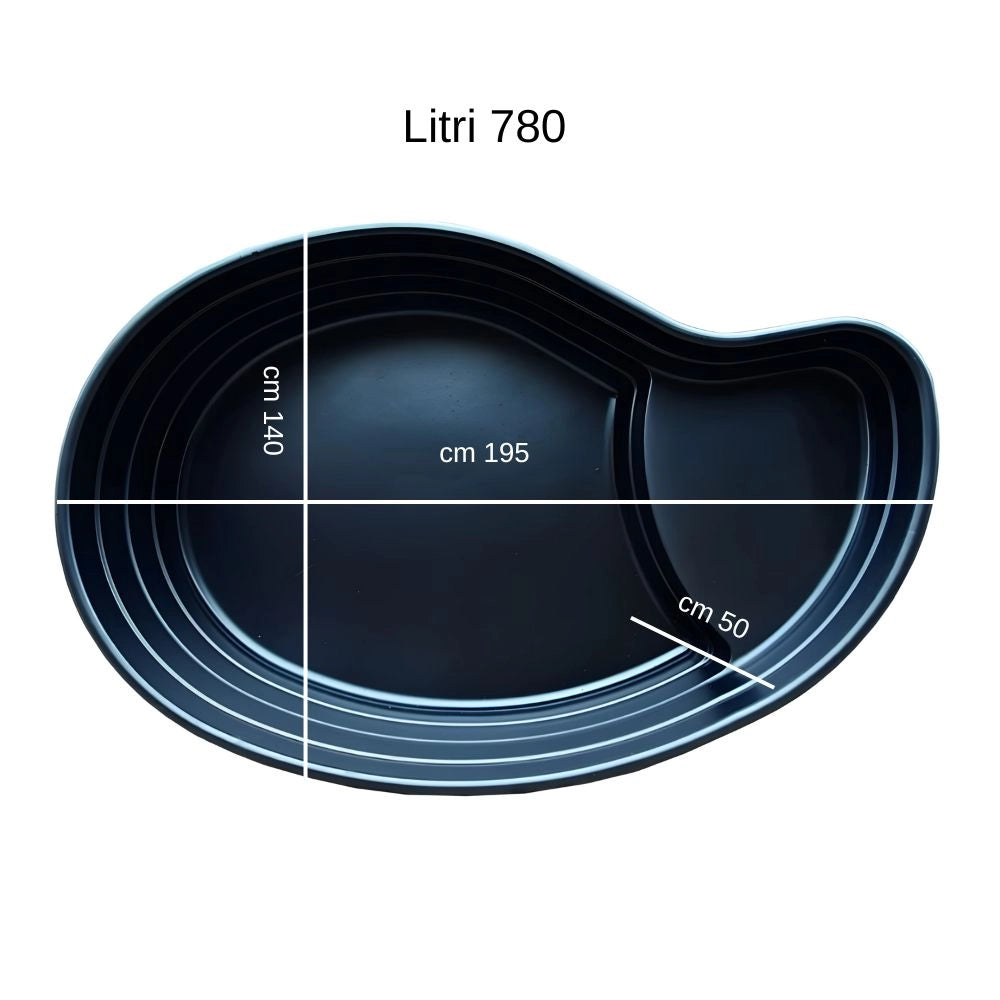 Laghetto da giardino vittoria nero litri 780 da 195x140xh50