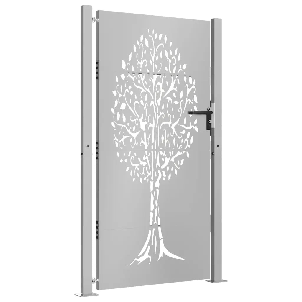 Cancello da giardino 100x175 cm in acciaio Corten con design ad albero 153218