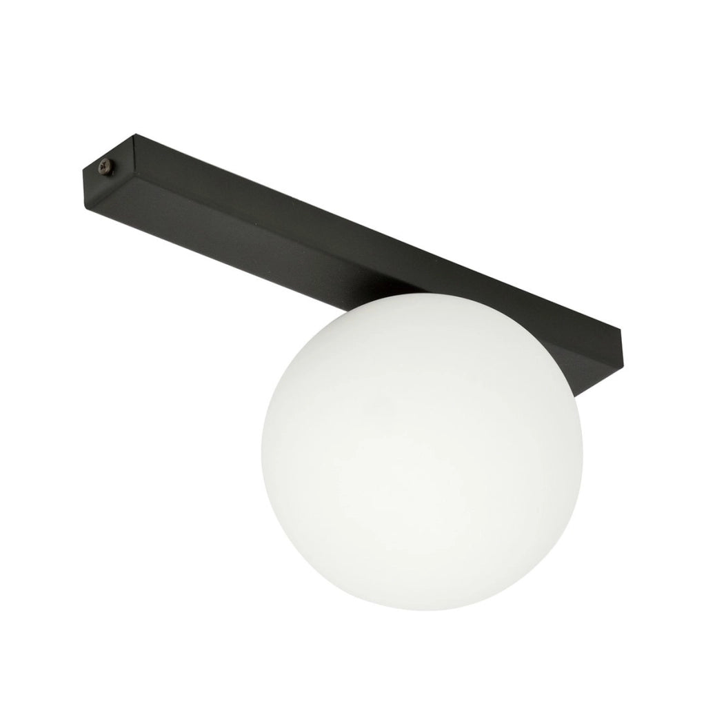 Lampada a plafone FIT in metallo nero e vetro opalino
