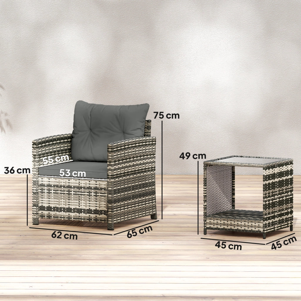 Set Giardino 3 Pezzi con Tavolino e 2 Sedie ¨C zephmum ¨C Grigio Chiaro, Polyrattan, 62x65x75 cm