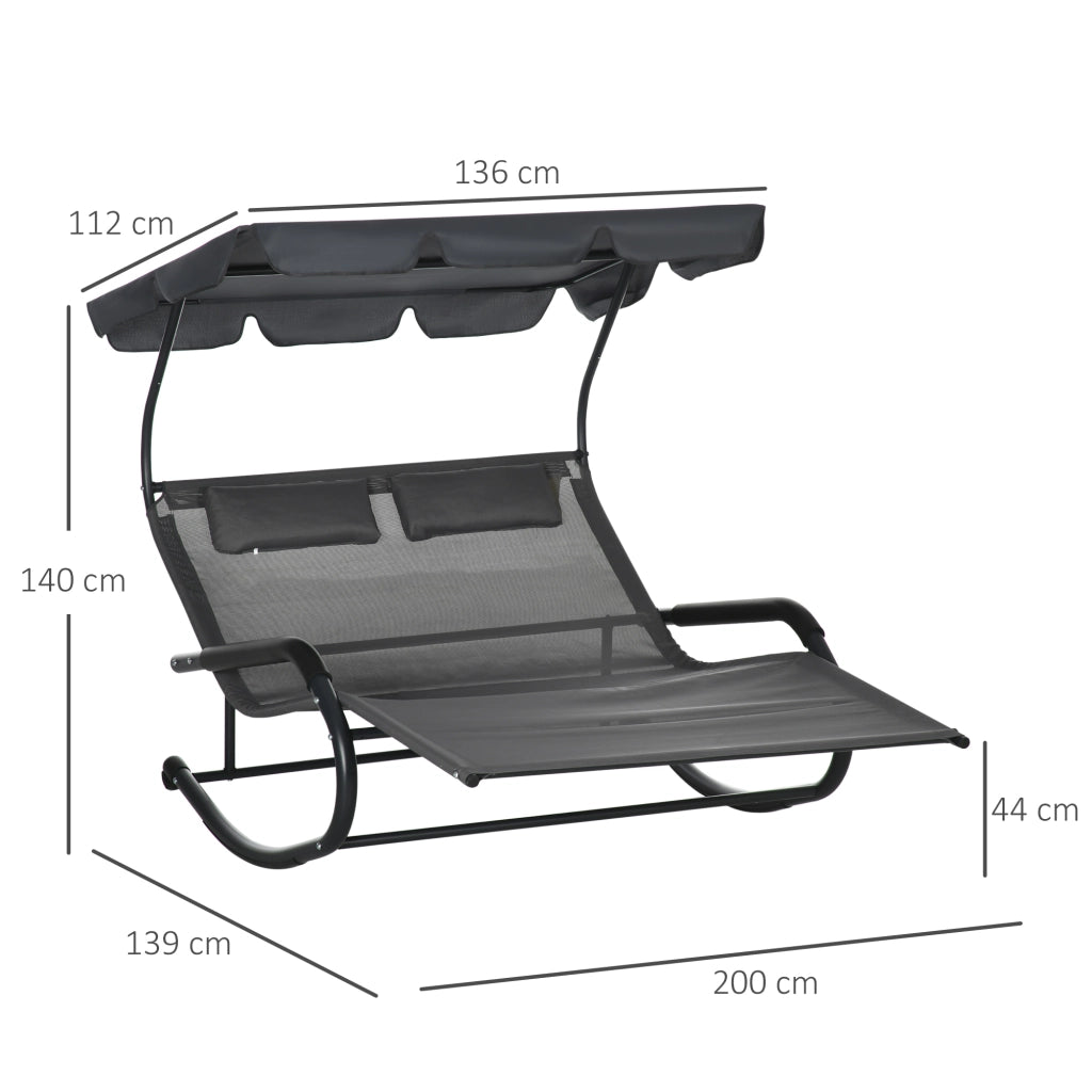 Poltrona chaise longue reclinabile con tetto solare ¨C Zephmum ¨C Nero 200x139x140 cm