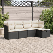 Set Divani da Giardino 5 pz con Cuscini in Polyrattan Nero 3325262