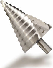 Trapano a vite - Trapano a scala - Trapano a cono - Trapano a vite - 6-60 mm - con 12 passaggi - HSS - argento - Testa rotonda - Fessura a spirale conica - Resistente all'ossidazione - per Legno, Metallo & Plastica