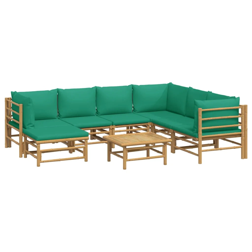 Set Salotto da Giardino 8pz con Cuscini Verdi BambÃ¹cod mxl 124271