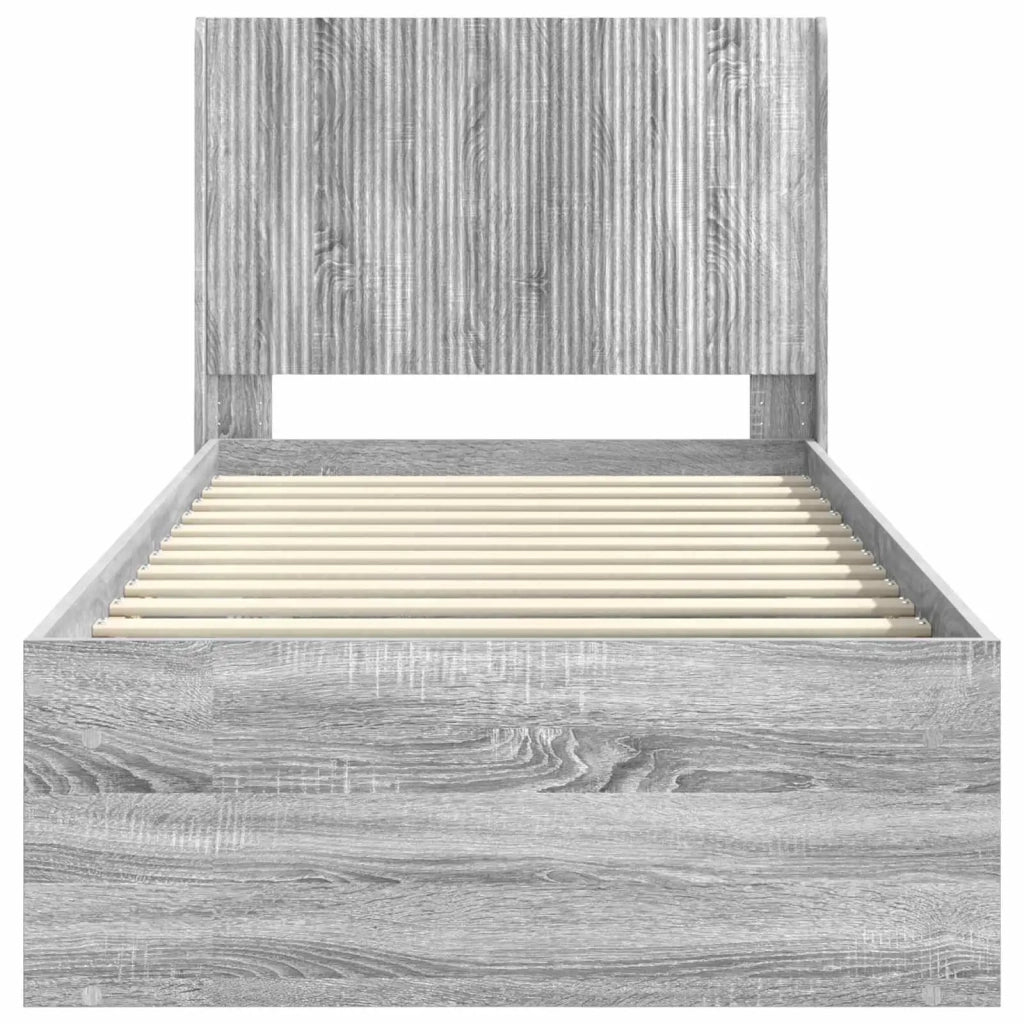 Struttura del letto con stoccaggio e testata Grigio Sonoma