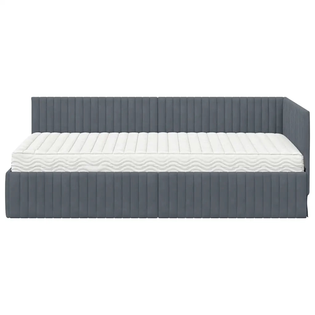 Struttura Letto Angolare con Materasso 2 pcs Grigio Velluto