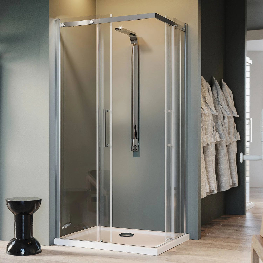 Box Doccia Rettangolare 110x120CM H200 Vetro Trasparente 8mm Sinistra EasyClean mod. Prime Corner