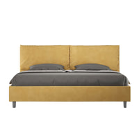 Letto Matrimoniale King Size 200x210 cm con Rete Imbottito in Microfibra Antea Large Ocra