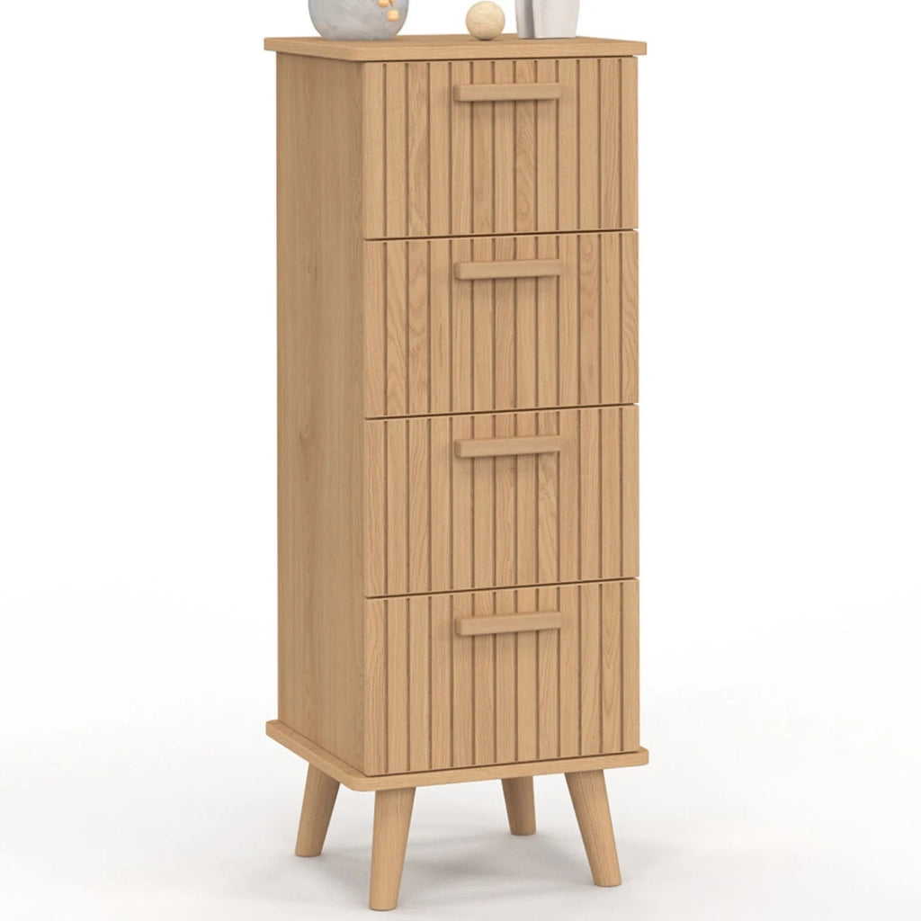 IDMarket - JULIETTE mobile a 4 cassetti, 30 cm, armadio a doghe color rovere con doghe in legno
