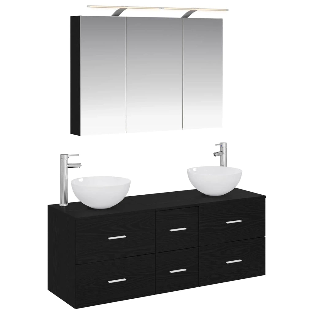 Set di mobili per il bagno 4 pcs Rovere Nero 3406736