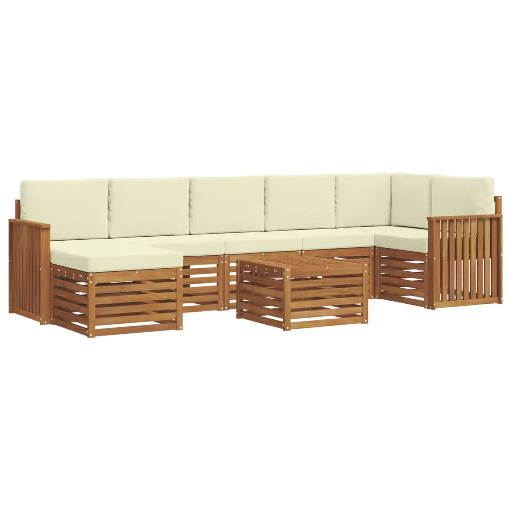 Set di divani da esterno con cuscino 8 pcs Naturale e Crema