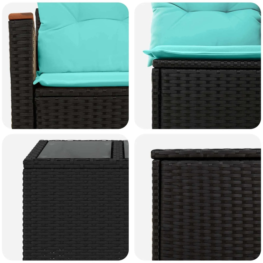 Set di divani 8 pz Nero e Blu Rattan sintetico e Acciaio 3448580