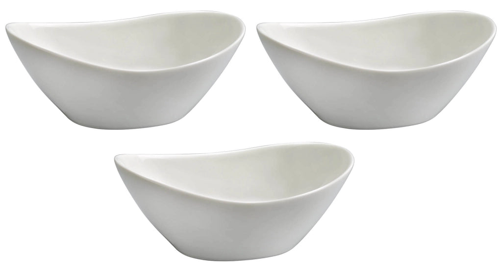 Set 3 Insalatiere 20x15,5x8 cm in Porcellana Allluminica Kaleidos Aluxina Bianche
