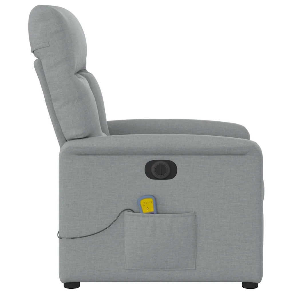 Divano Sedia-Poltrona Reclinabile Massaggio Elettrica Grigio Chiaro Tessuto 288897