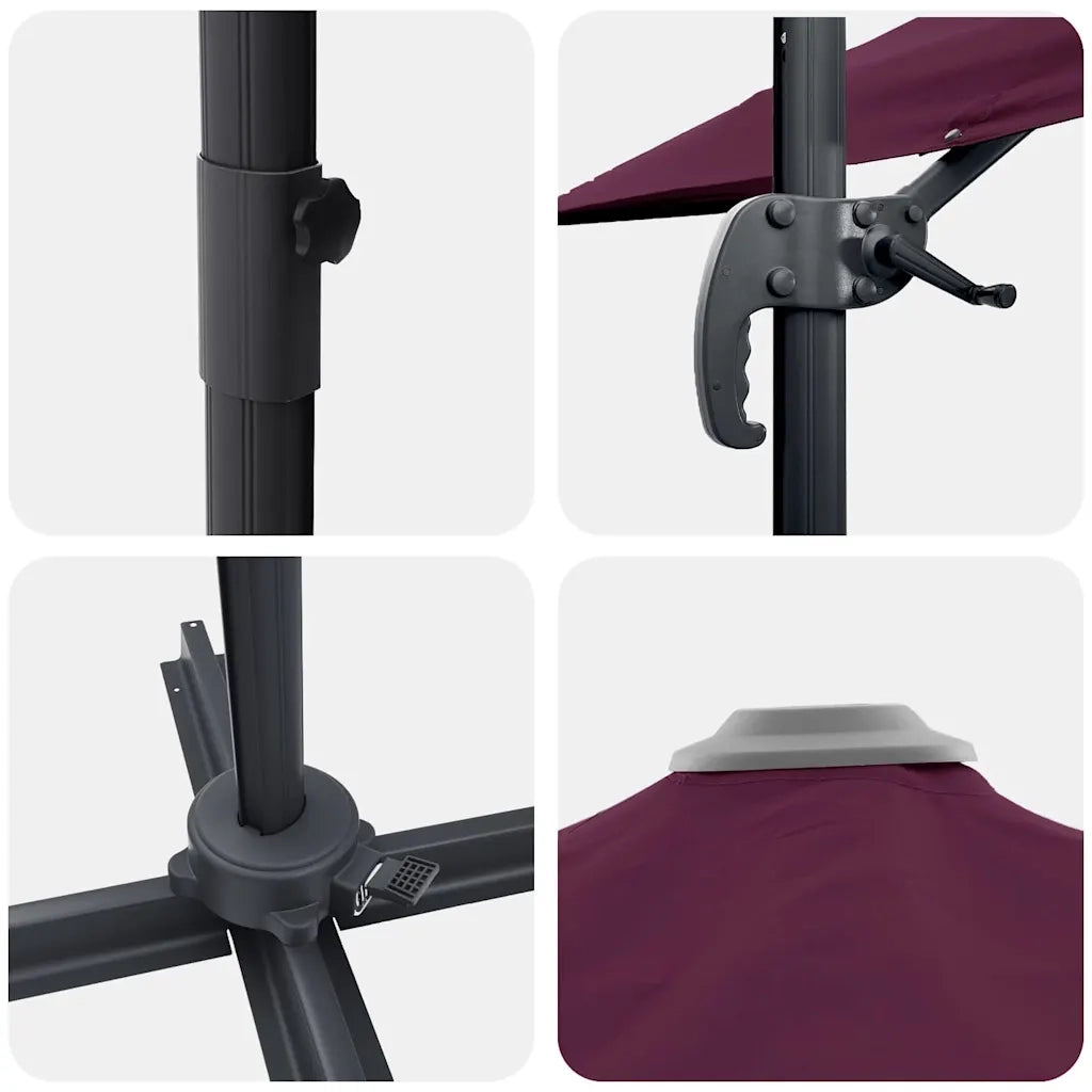 Ombrellone-Ombrello da giardino balcone Rosso Bordeaux 351 x 250 x 260 cm