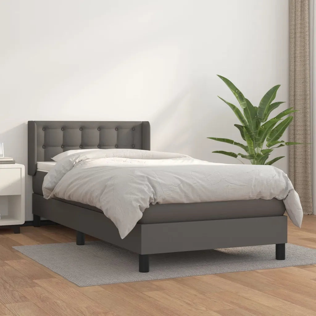 Giroletto a Molle con Materasso-Struttura Letto Grigio 90x190 cm in Similpelle 301090