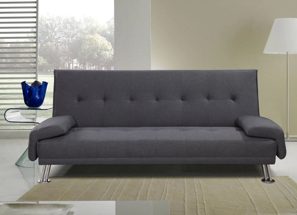 Divano letto reclinabile 3 posti lino microfibra grigio Sicorage Crusy